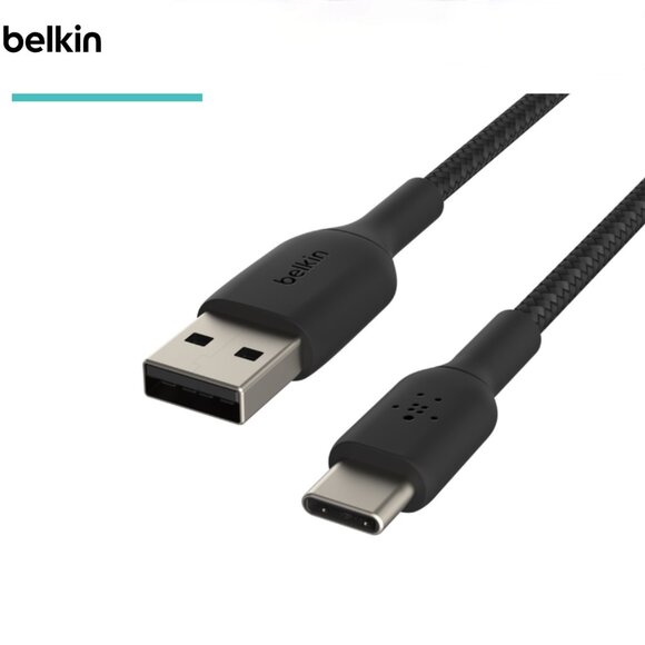 NWT Belkin "BoostCharge" Braided USB-C to USB-A Cable (2m / 6.6 feet, Black) - Picture 9 of 10